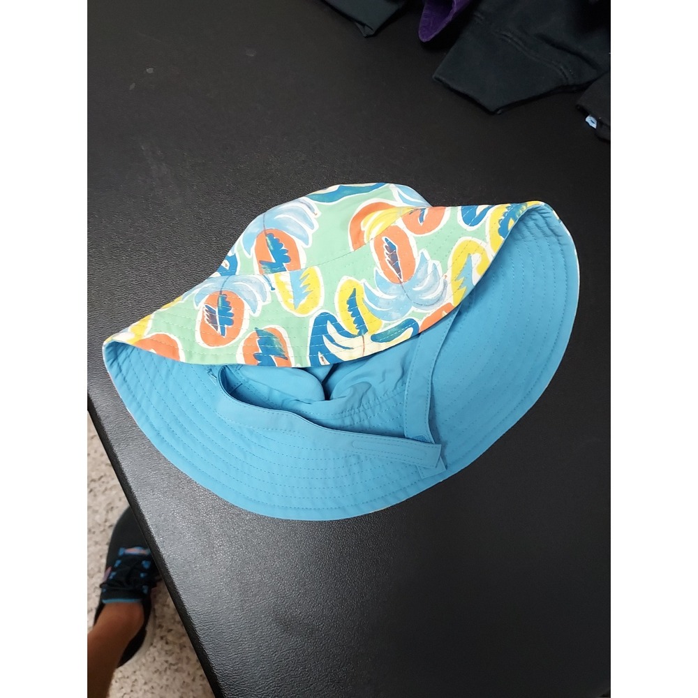 Patagonia Baby Sun Bucket Hat Kids 6-12M Cap Floral Blue Strap Colorful Beach